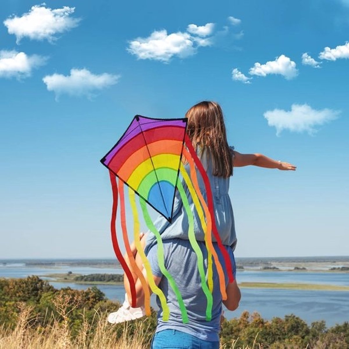 Vlieger - Kleurrijke Diamant - Gemakkelijk te Vliegen - 8 Lange Staarten - Regenboog - Buitenactiviteiten - Strand Park - Familie Tijd (73*65cm) .