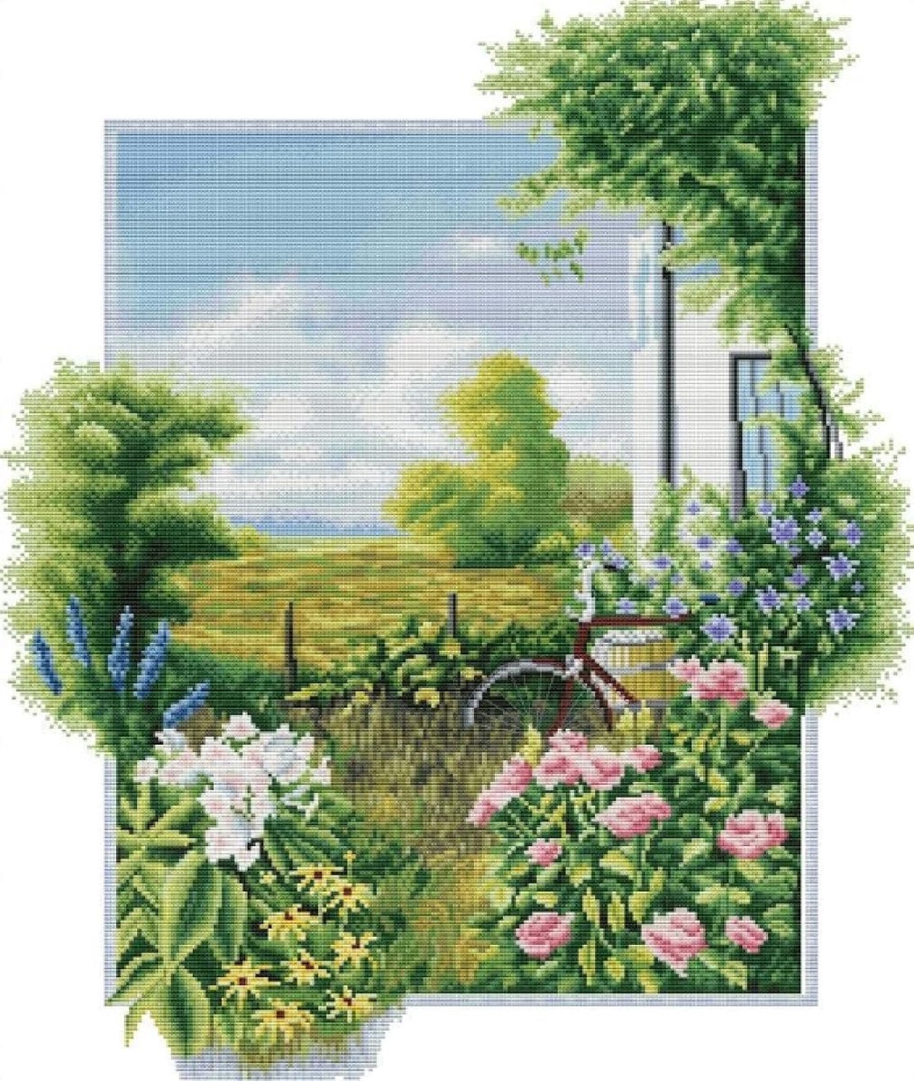 Kruissteeksets voor volwassenen beginners, weidebloemen, 11CT volledige reeks afbeeldingen gestempeld kruissteek kunst en ambachten thuis muurdecoratie cadeau voor verjaardag 40x50 cm