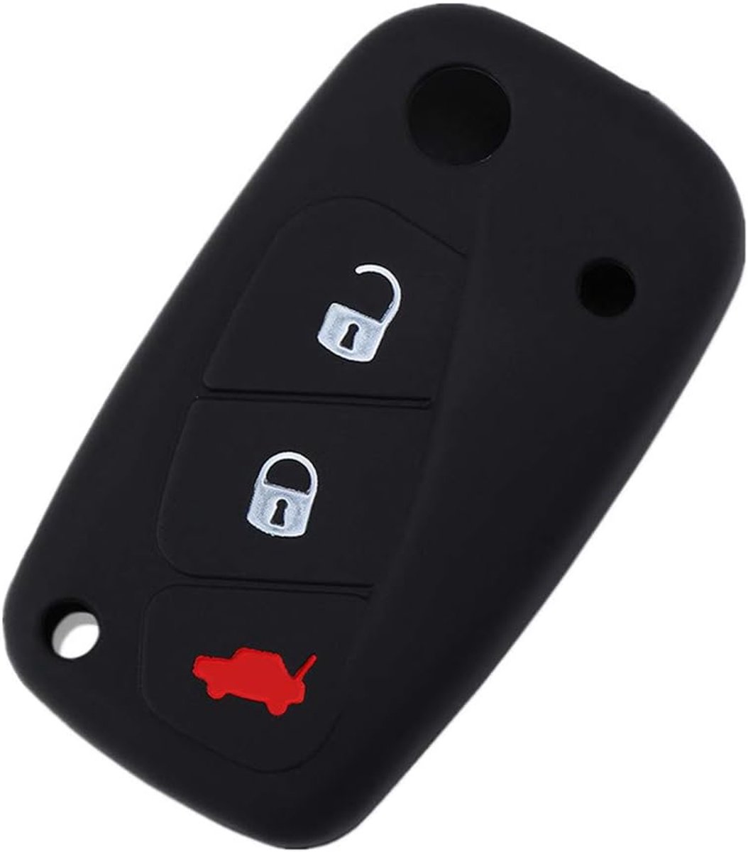 Autosleutel beschermhoes voor Fiat Panda Stilo Punto Doblo Grande Bravo 500 Ducato Minibus 3 Knoppen (zwart)