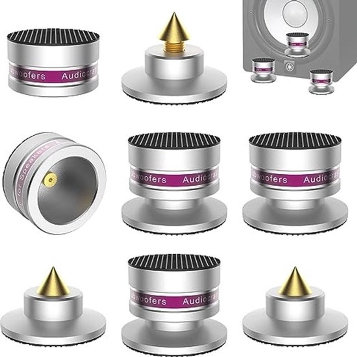 Verstelbare Subwoofer Spikes Set voor Luidsprekers - Geluidsisolatie en Trillingsdemping - Geschikt voor 50 Kg