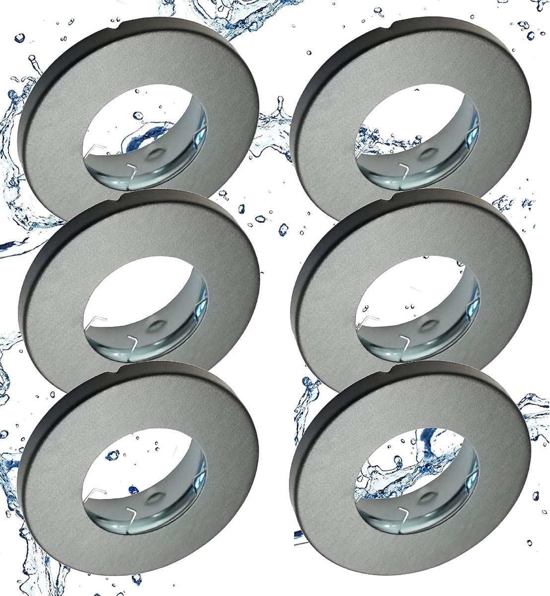 Set van 6 IP44 inbouwspots 6729IP-061AK in rond antraciet mat badkamerlamp, inbouwlamp, inbouwspots, plafondlamp incl. 6x GU10 fitting voor bad, sauna, buiten zonder lamp