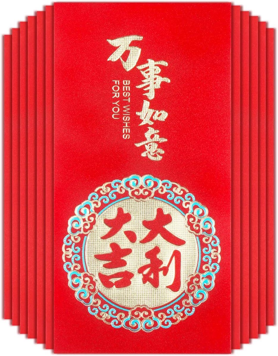 12 stuks rode enveloppen Chinese Hongbao gelukssoppen Chinees element lentefeest zakgeld geluk Hong Bao voor verjaardag, Kerstmis, Nieuwjaar, bruiloft