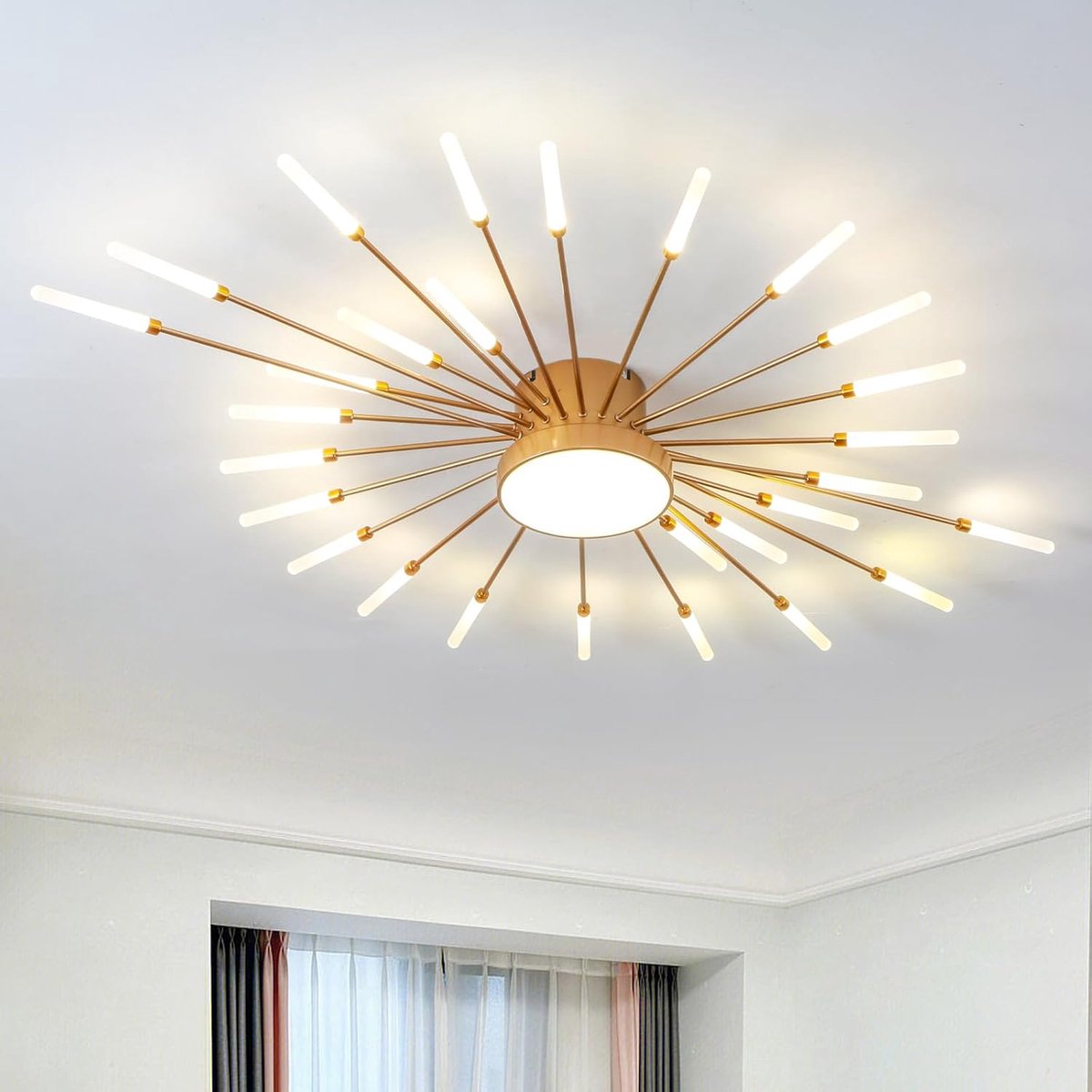 Plafondlamp Woonkamer,Woonkamer Lamp Moderne Minimalistische Plafondlamp Goud Interieur Decoratieve Plafondverlichting Voor Woonkamer,Slaapkamer En Kantoor (28+1 Lampen,Goud)
