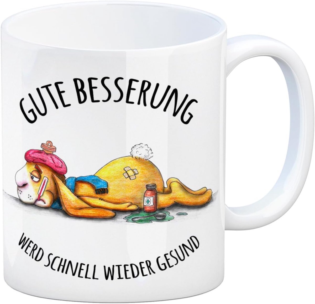 Trendaffe - Koffiemok met haas motief en spreuk: Gute Beterung, was schnell wieder gesund