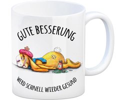 Trendaffe - Koffiemok met haas motief en spreuk: Gute Beterung, was schnell wieder gesund