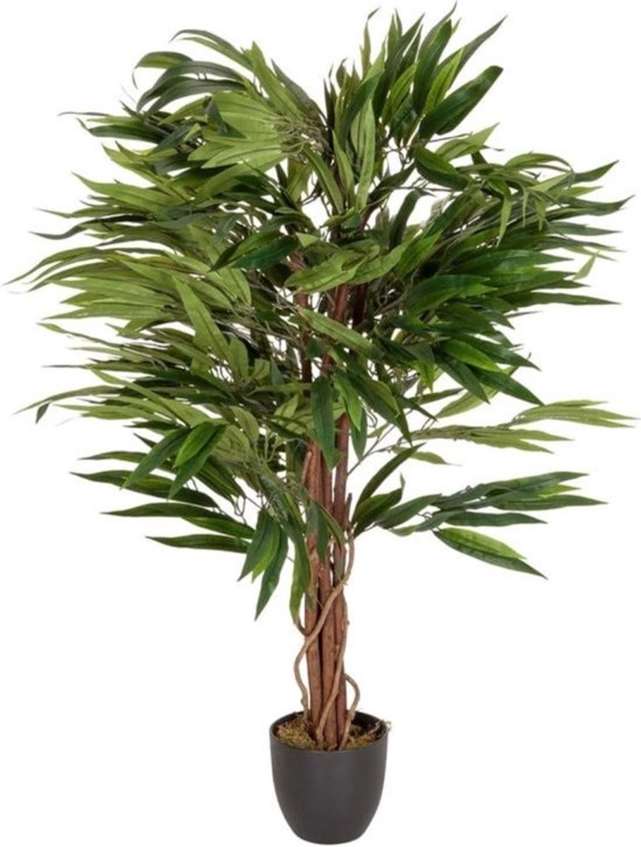 unstplant mango hoogte 130 cm groen 588 bladeren grote kamerplant mangoboom potplant boom kunstmatig