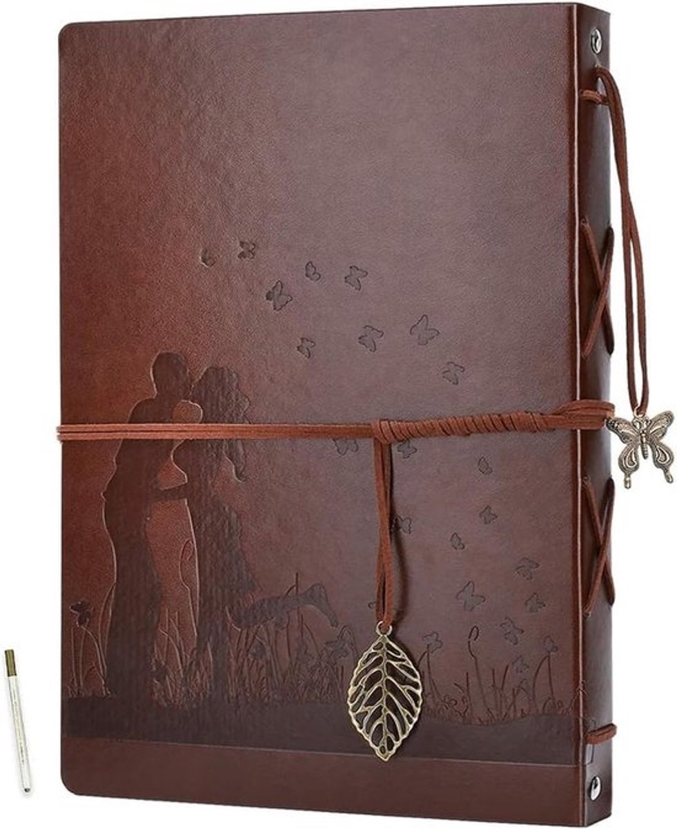 Zelfklevend fotoalbum met 60 blanco pagina's, DIY-leren album voor scrapbooking, cadeau voor verjaardagen en Kerstmis, ideaal voor vrouwen en meisjes