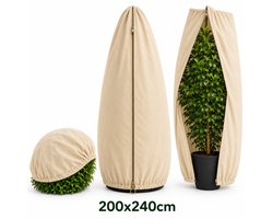 Plantenhoes - Plantbescherming – Vliesdoek tegen vorst - Antivries - Vorstbescherming plant - UV bescherming - Met Rits en Aantrekkoord - 200x240 cm