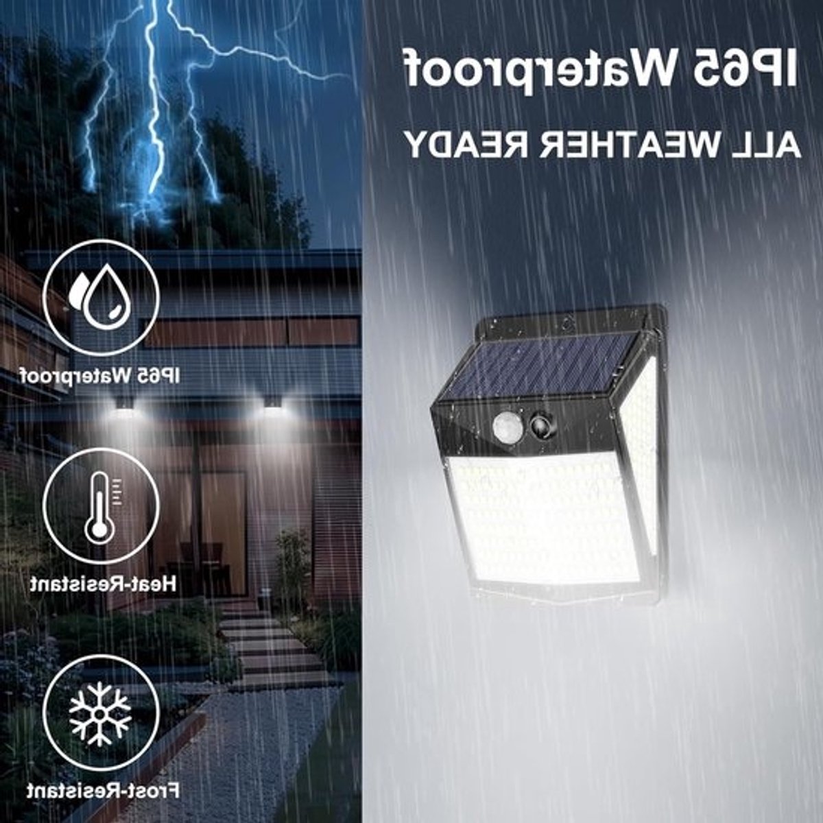 2 solar LED-buitenlampen - Bewegingssensor en 3 modi - Waterdichte verlichting voor tuin, oprit en terras - 238 LED's, koel wit