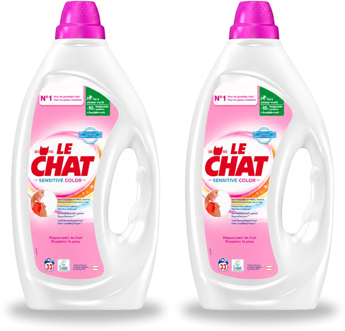 2 x Le Chat – Vloeibaar Wasmiddel – Sensitive Color – 1,485 L - Bulkverpakking - 2 stuks