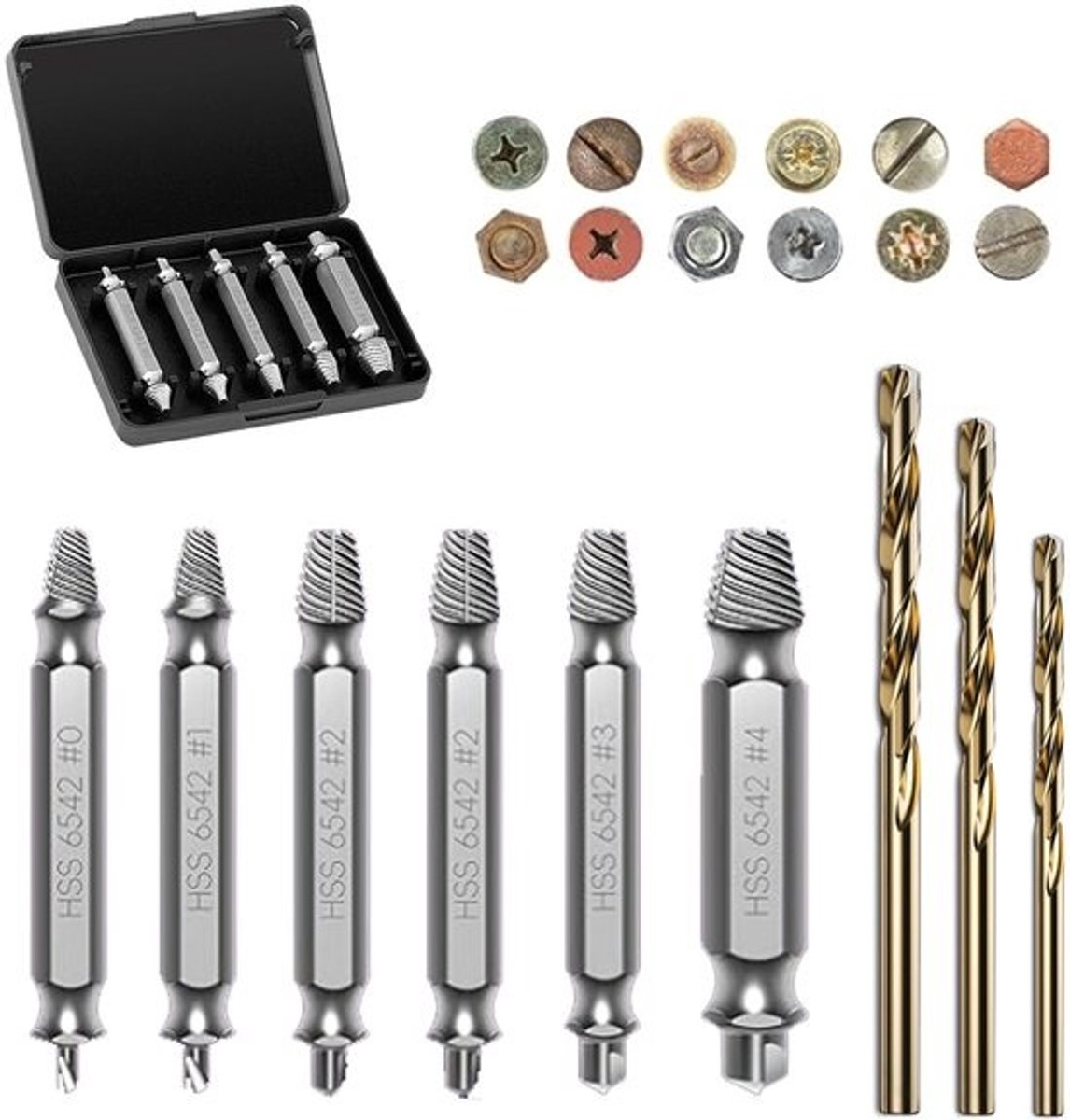 Solidchoice - Set van 9 Stuks Beschadigde Schroef Extractor Set