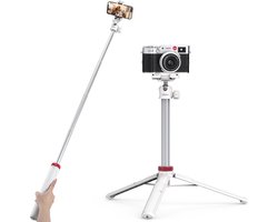 Ulanzi MT-44 selfiestick statief - 146cm uitschuifbaar - 360° draaibaar en kantelbare statiefkop - Voor smartphone en camera - Wit