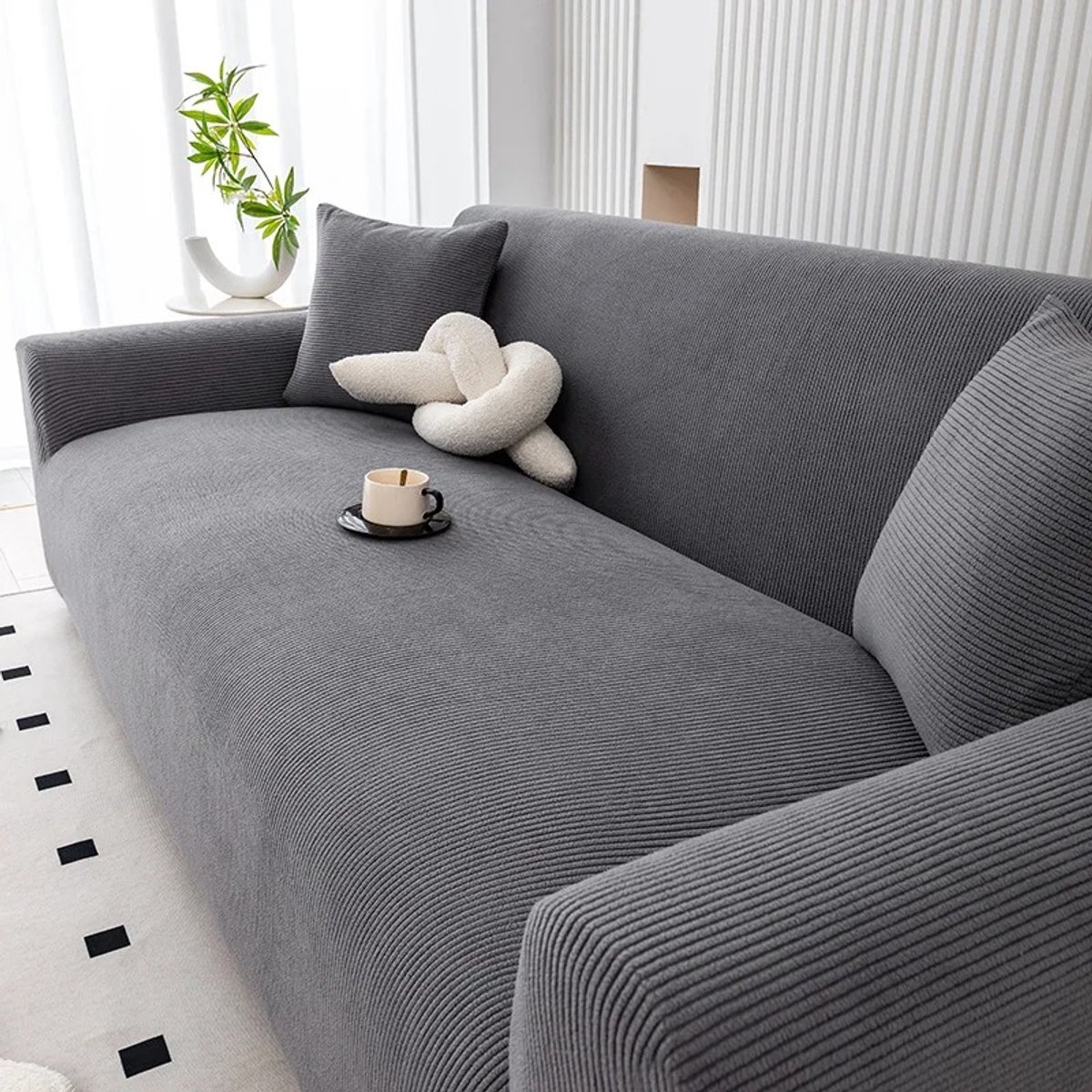 Nutrella - Bankhoes - Sofa Cover - Bankbeschermer - Bankhoes Stretch - Antislip - Zacht - 190-230cm - Machinewasbaar - Universele pasvorm - Antraciet