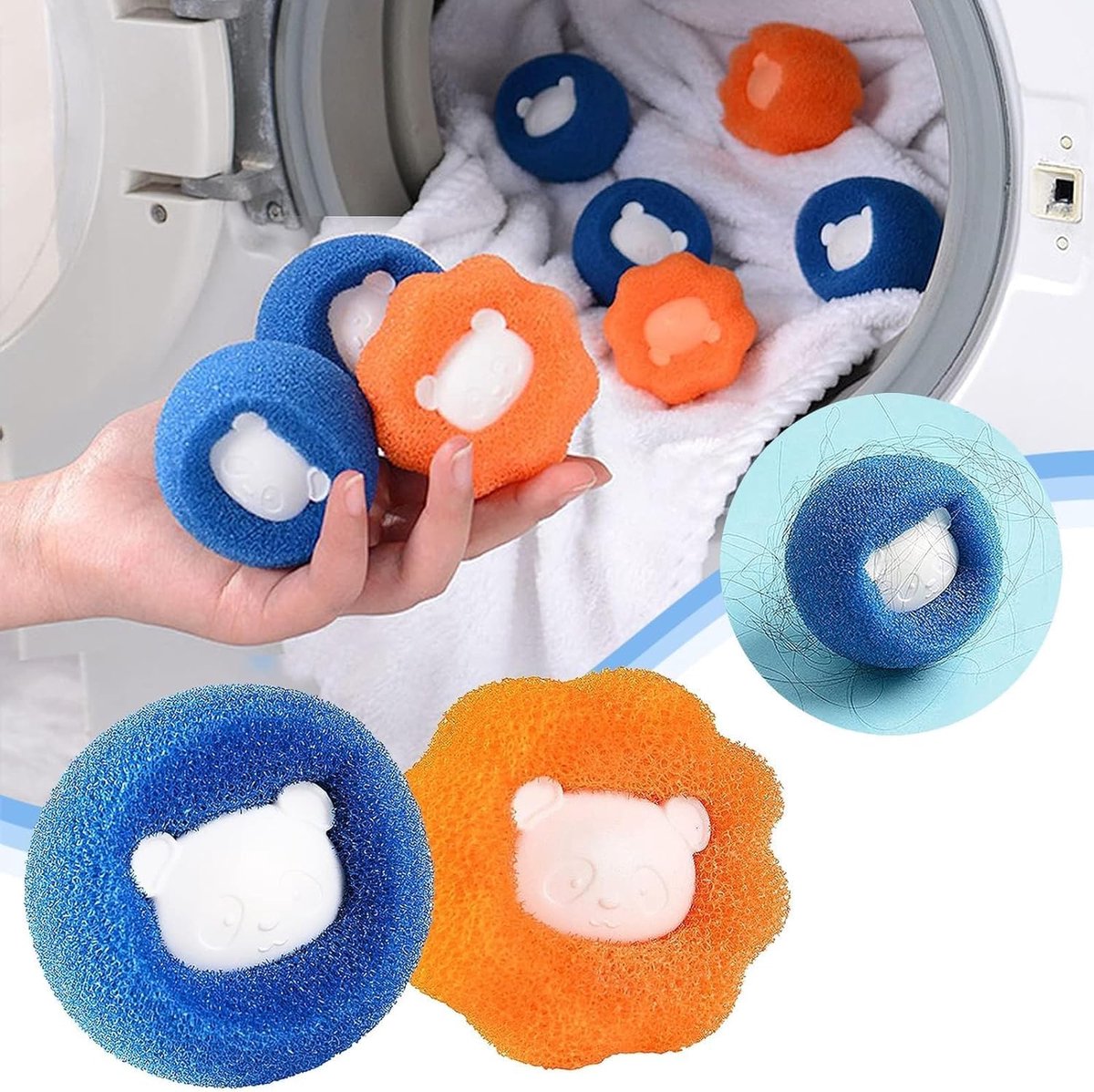 10 stuks dierenhaarverwijderaar voor wasmachine, drogerballen, kattenhaarvanger, hondenhaarverwijderaar, wasballen voor wasdroger, herbruikbare lint ballen, anti-winding, pluisbal voor