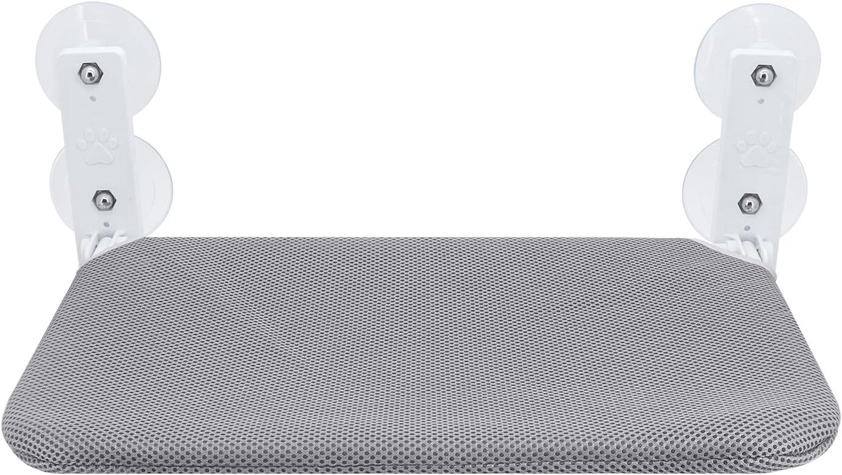 Raamhangmat, draadloze hangmat met 4 zuignappen, ademende mesh-zitting voor katten en kittens binnen (grijs net)