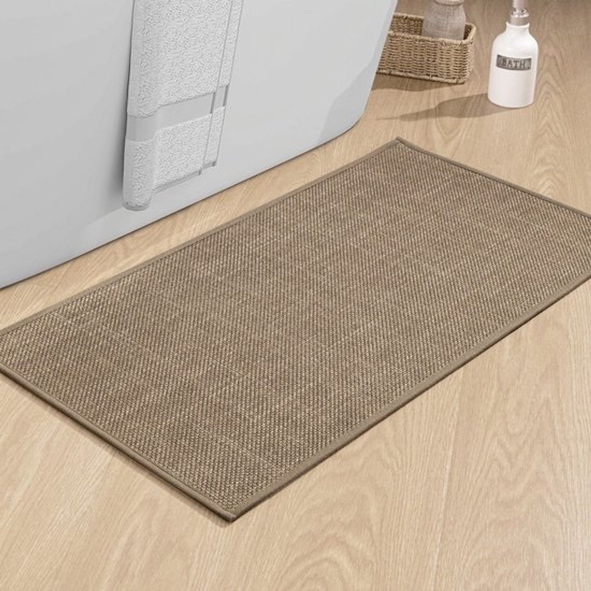 Antislip Badkamertapijt 43 x 81 cm - Wasbare Douchemat met Rubberen Achterkant - Bruin
