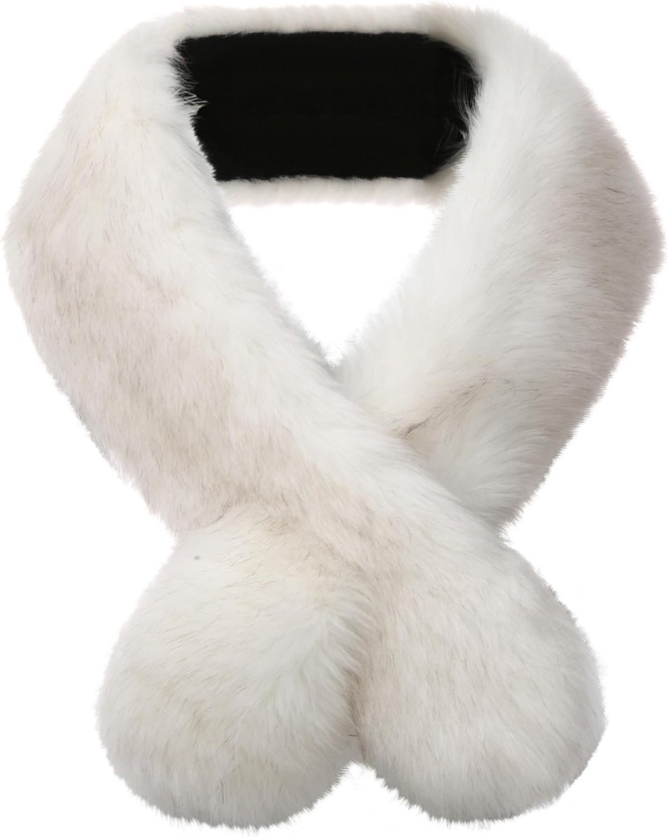 Soul young Dames Faux Fur Kraag Winter Wit Warmer Sjaal Wrap