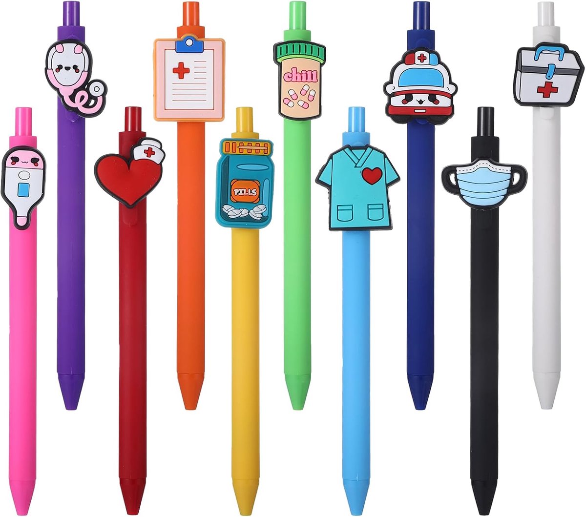 10 stuks verpleegsteraccessoires, balpen, grappig, cadeau voor verpleegsters, accessoires, grappige balpen voor artsen en verpleegkundigen (kleurenmix 1)