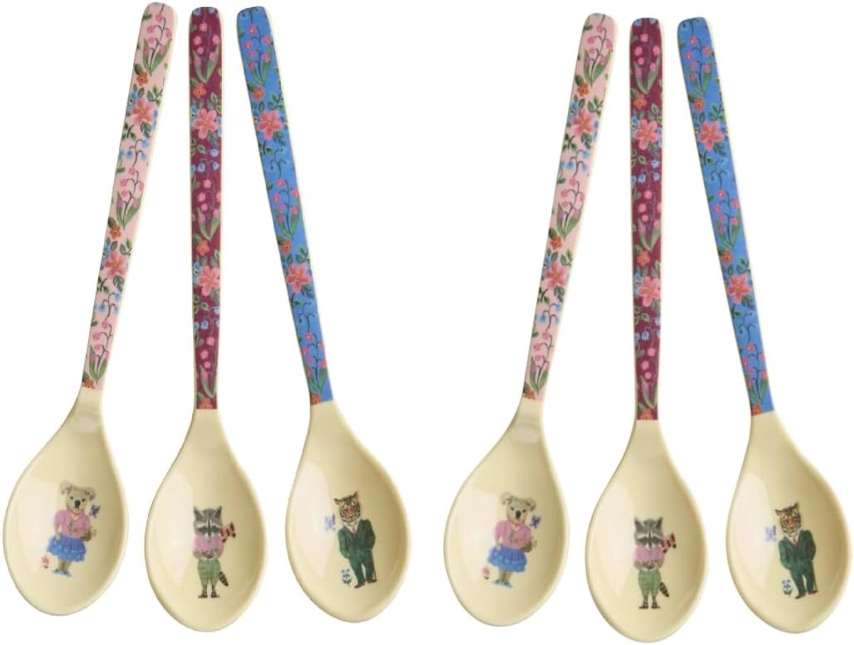 Set van 6 theelepels, meerkleurig, Nathalie Summer Print (MELSP-SNATXC)