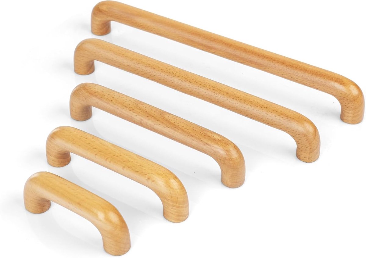 6 STKS Kast Trekt Massief Hout Beuken Trekt 192MM Originele Hout Kleur Eenvoudige Stijl Voor Kast Kast Deur Lade Dressoir Lade Kast Hout Houten Deur Handvat