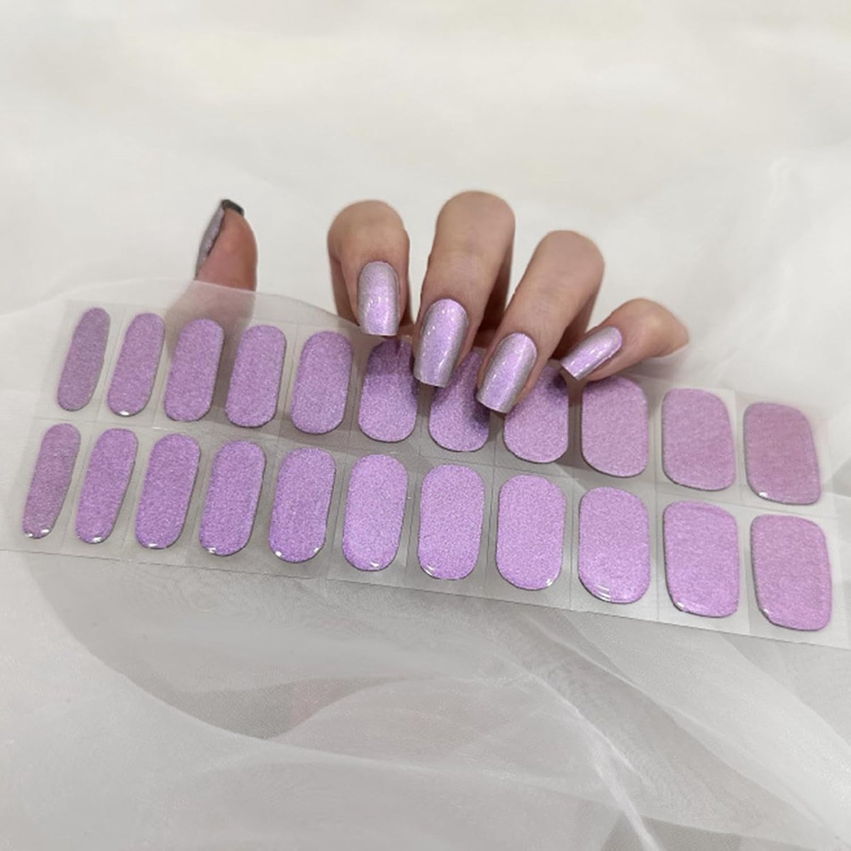 22 stuks halfgeharde uv-gelstrips, nagelfolie, zelfklevende gelnagelstickers, langdurige nagellakstrips, uv-/ledlamp vereist, gellakwraps voor nagels (kameleon lila)