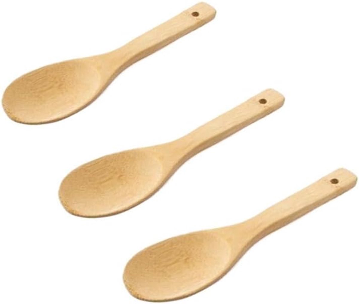 22,5 cm bamboe rijstschepjes peddels, houten antikleefrijstspatel, grote houten portie saladelepels Scooper om te koken, roeren soep, sushi-keukengerei set (3 stuks)