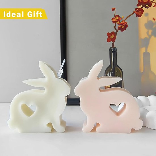 Mallen Bunny Candle Malls Zeep Mallen Siliconen Bakvorm Oren Konijn Mold voor Cake Chocolade Zeep Wax Kaarsen Pasen Geschenken Wit — afbeelding 4