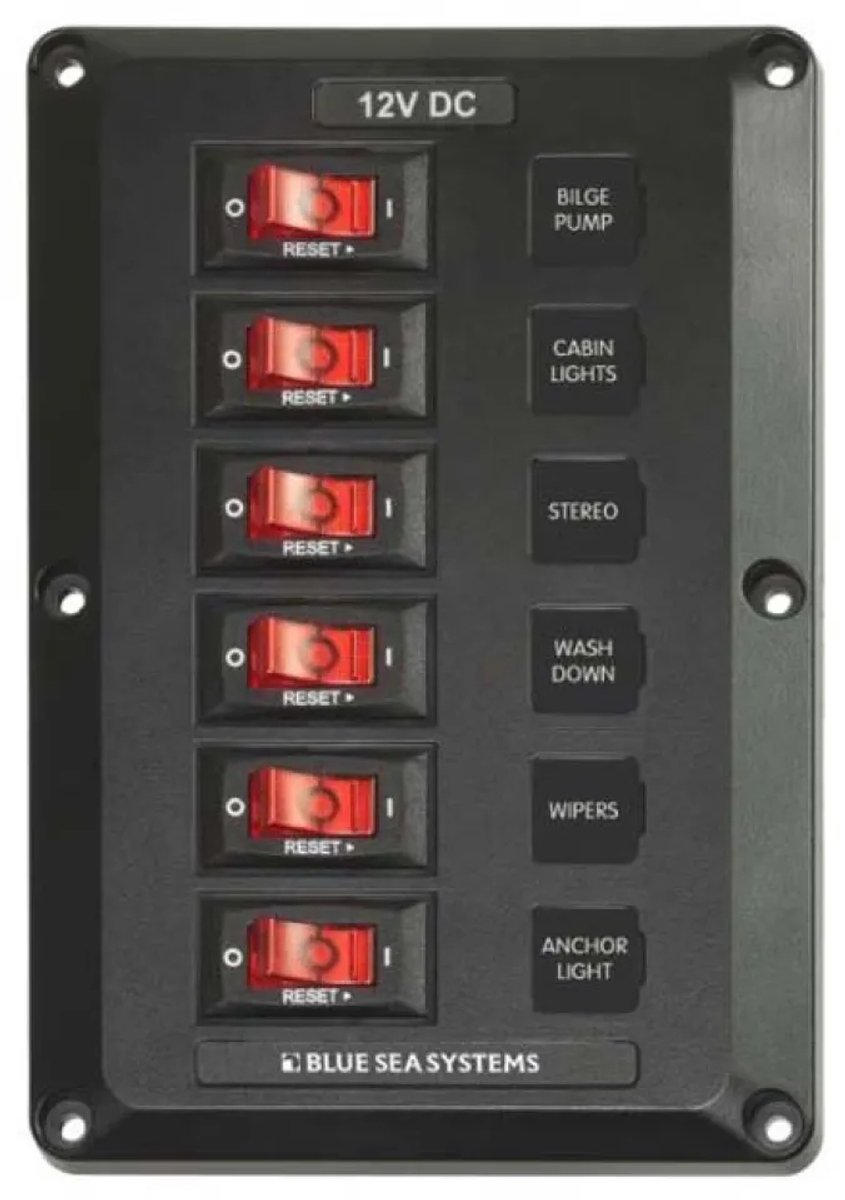BSS Schakelpaneel Belowdeck 12V Cb 6-Voudig