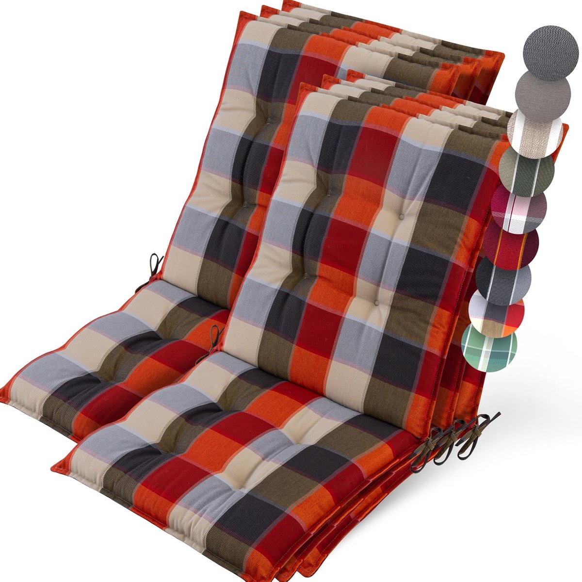 Set van 6 Premium Lage Rugleuning Kussen UV-bestendig stof