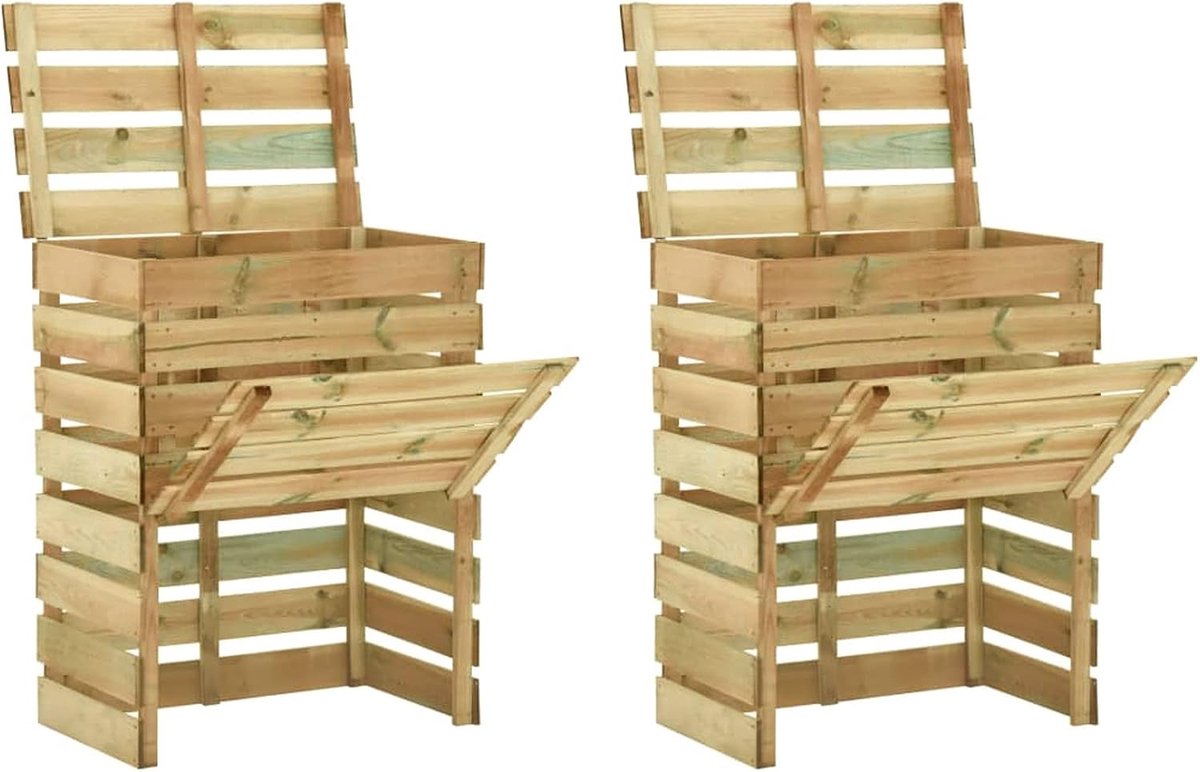 Compostbak voor de tuin, latten, 2 stuks, 80 x 50 x 100 cm, geïmpregneerd grenen, huis en tuin, gazon en tuin, tuinieren, composteeraar, (SPU: 3078136)