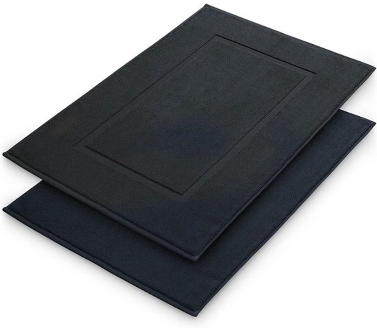 Donkerblauwe Badtapijt Set van 2 - 100% Katoen - Oeko-Tex Gecertificeerd - Perfect voor Douche en Badkamer - 50x80 cm