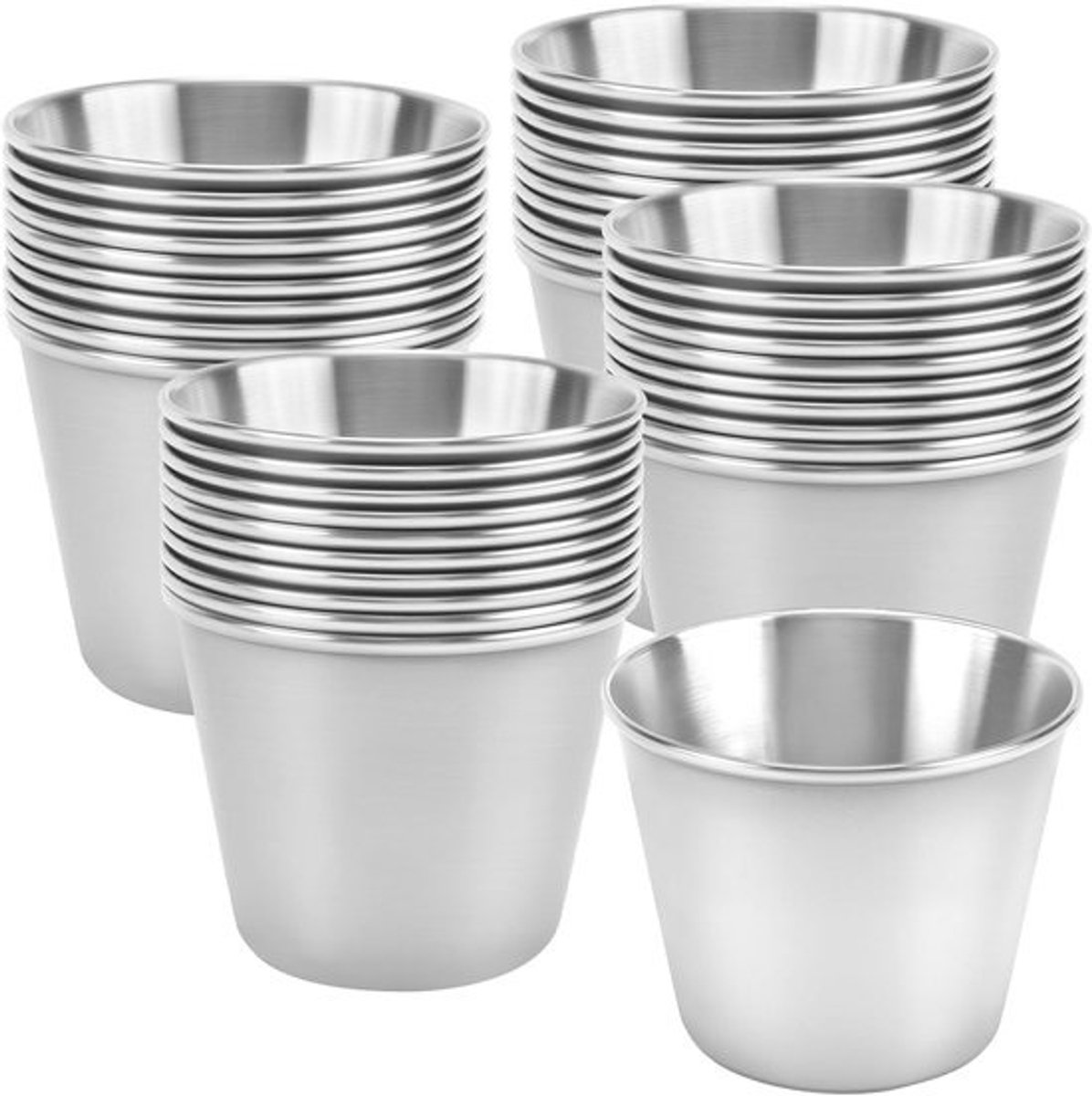 40 stuks roestvrijstalen dompelsauskopjes, kleine portie kruiderijbeker voor keuken en restaurant, ideaal voor sauzen en dips (45 ml)