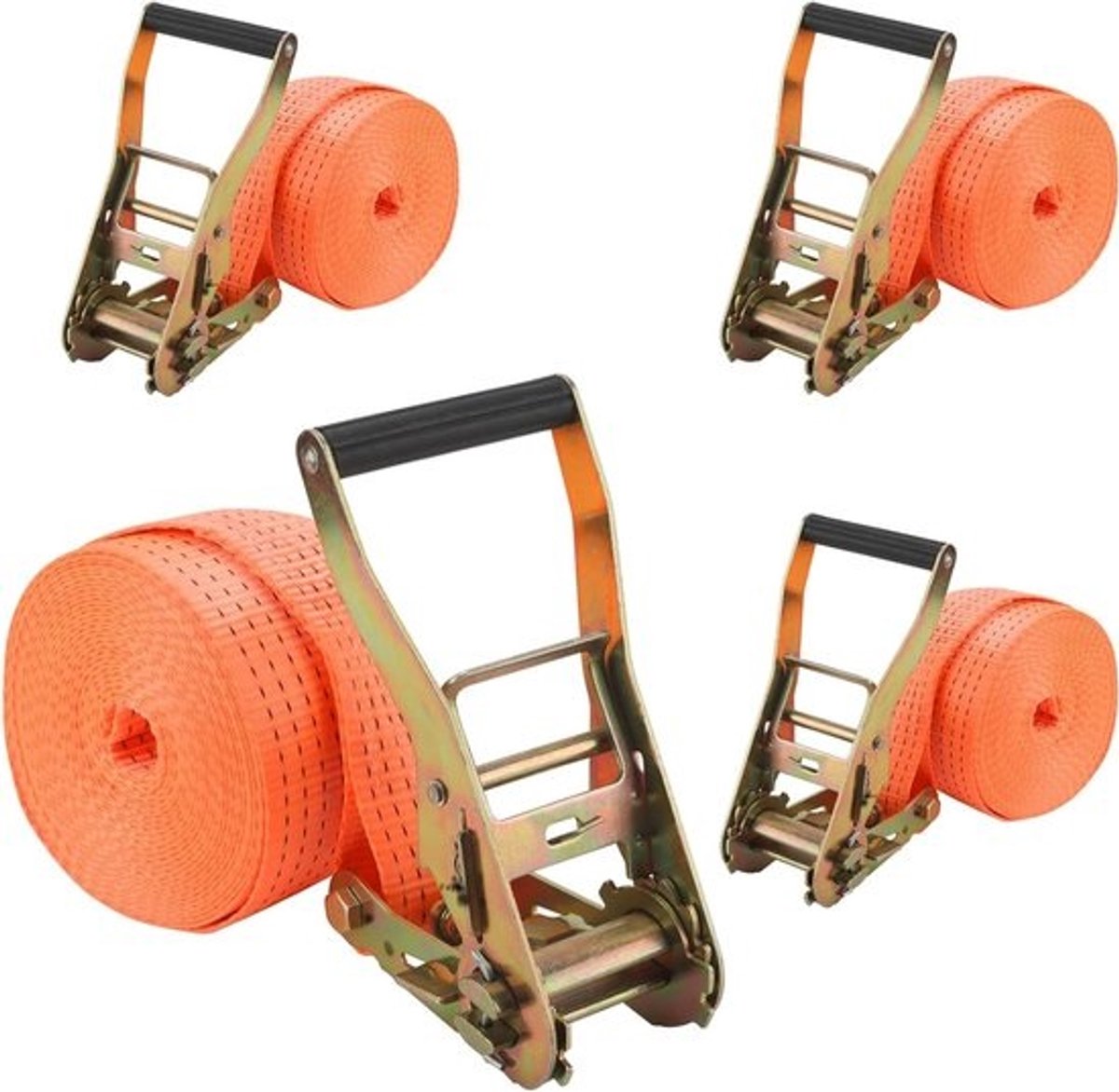 Lashingsbanden met Ratchet, 2000 kg, 8 m, 50 mm, Verstelbare Spanbanden voor Lasten, Set van 4 voor Veilig Transport en Opslag