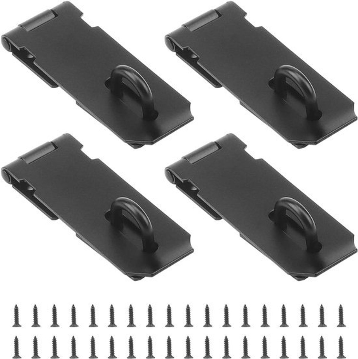 4 Stuks 4 Inch Deurslot Hasp, Zwart RVS Hangslot Hasp, Beveiliging voor Tuindeur, Schuur en Kast