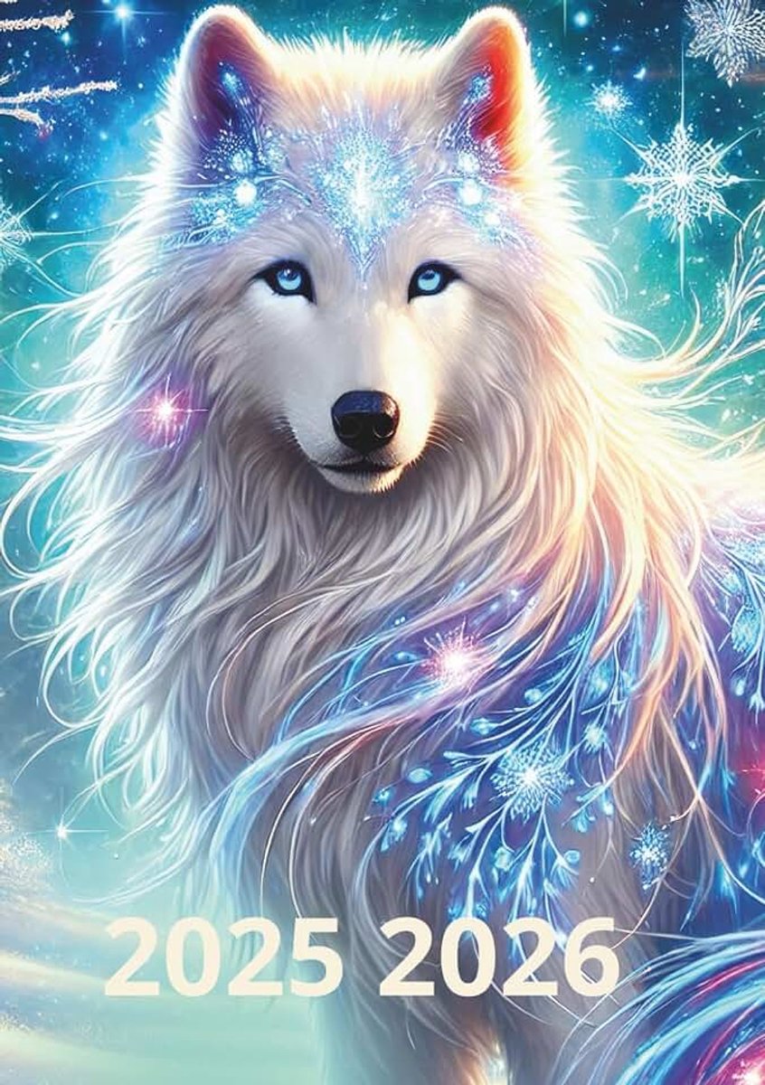 Fille: Loup | JOURNALIER, 1 jour par page | Format standard 12x17 cm | Primaire, Collège | pour Filles 7 ans 8 ans 9 ans 10 ans | Bleu ... 3eme | Enfant Ado Elève d'école élémentaire
