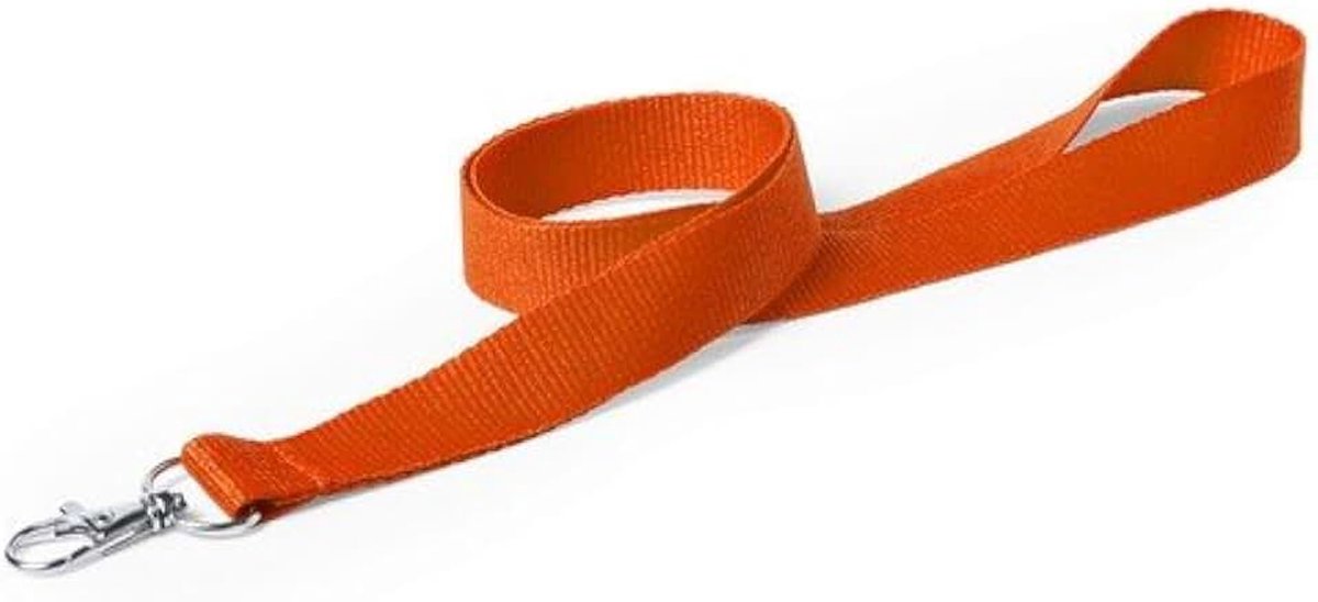 Cinta Cordon-badgehouder met metalen karabijnhaak. Kleur oranje