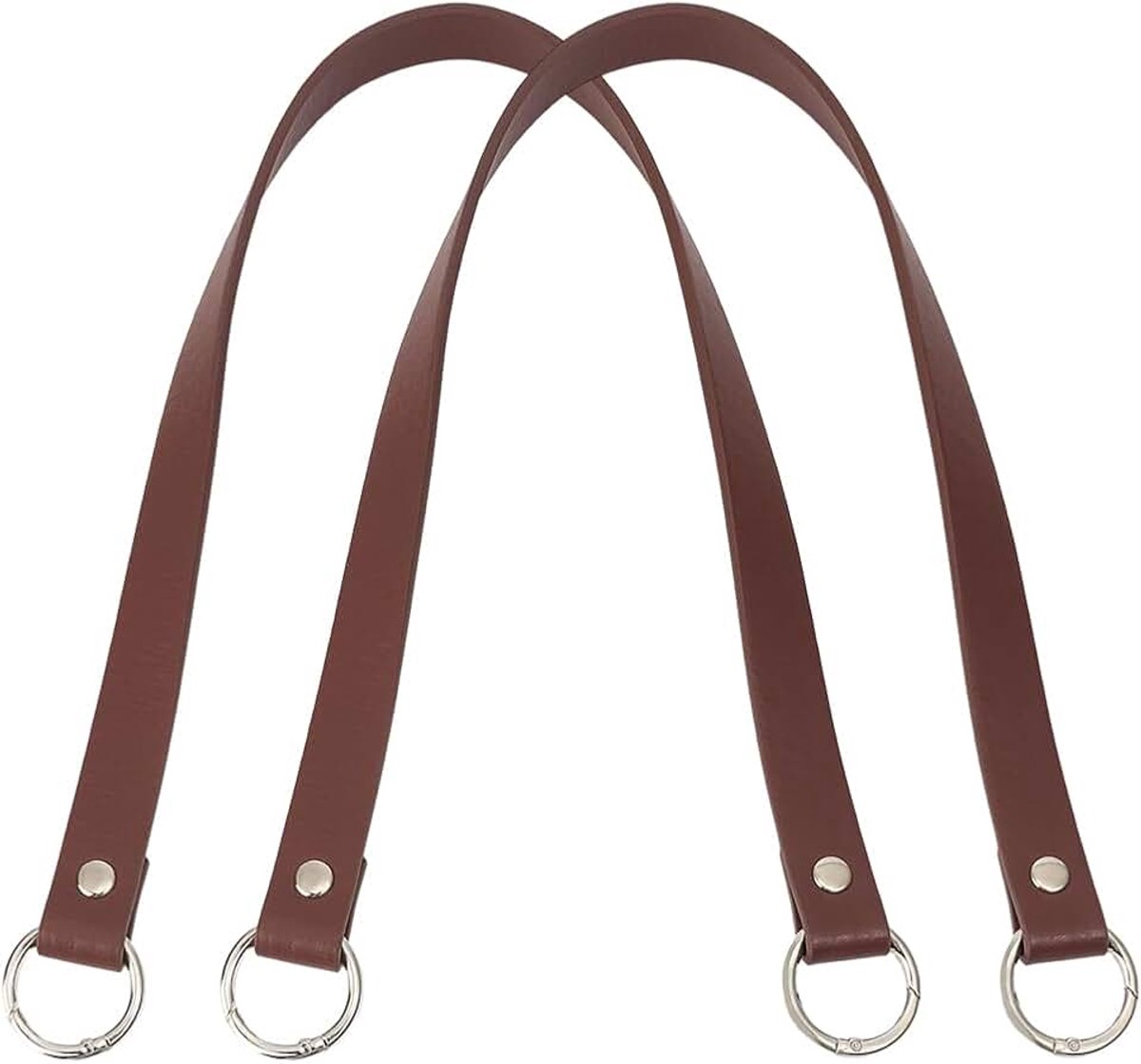 2pcs PU leder schouerriem vervanging met legering O ringklappen 57cm korte handhandhandvatten 1,9 cm brede ringbanden leder voor vrouwen onderarm tote tas DIY making (bruin)