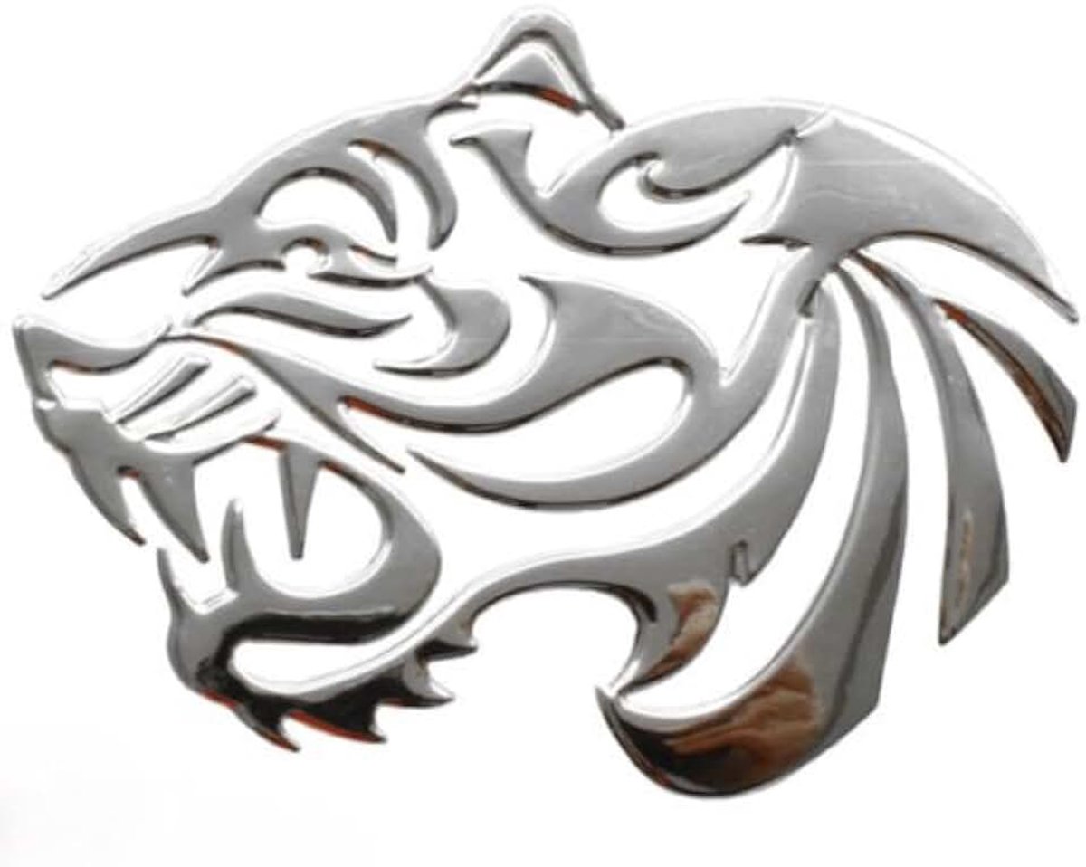 Phil trade DZ-27S Sticker Zilver Chroom 3D Embleem Tijger Auto Motorfiets Styling