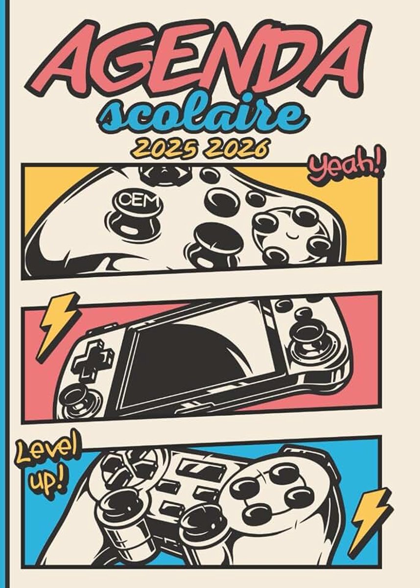 Scolaire: année scolaire 2025 2026, couverture GAMER , pour fille ou garçon, manga, école, lycée, collège, université. beau simple et pratique
