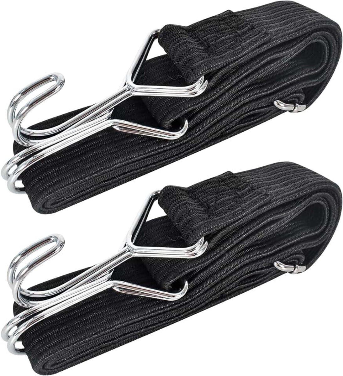 2 stuks platte elastische touwen, 60/100/200 cm, met haken, bevestigingsriemen voor bagage, elastische riemen voor fietsen, camping, auto, elastische bagagedrager (1 m)
