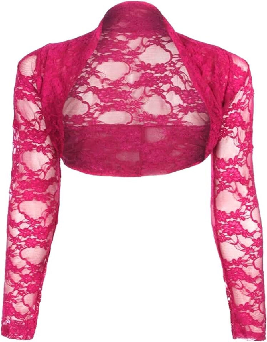Krautwear Bolero voor dames, met lange mouwen, stola, bolero, bruiloft, feestelijk, kant, zwart, wit, rood, beige, blauw, roze