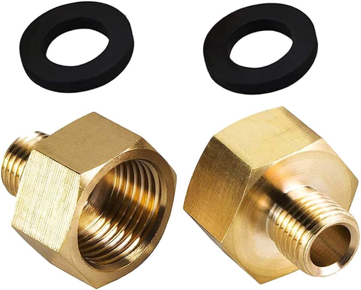 1/2 inch IG x 1/4 inch AG, gasslang adapter van koper overgang, gasadapter 1/2 rechts naar 1/4 links, voor gaskoker, krukkoker, campingkoker