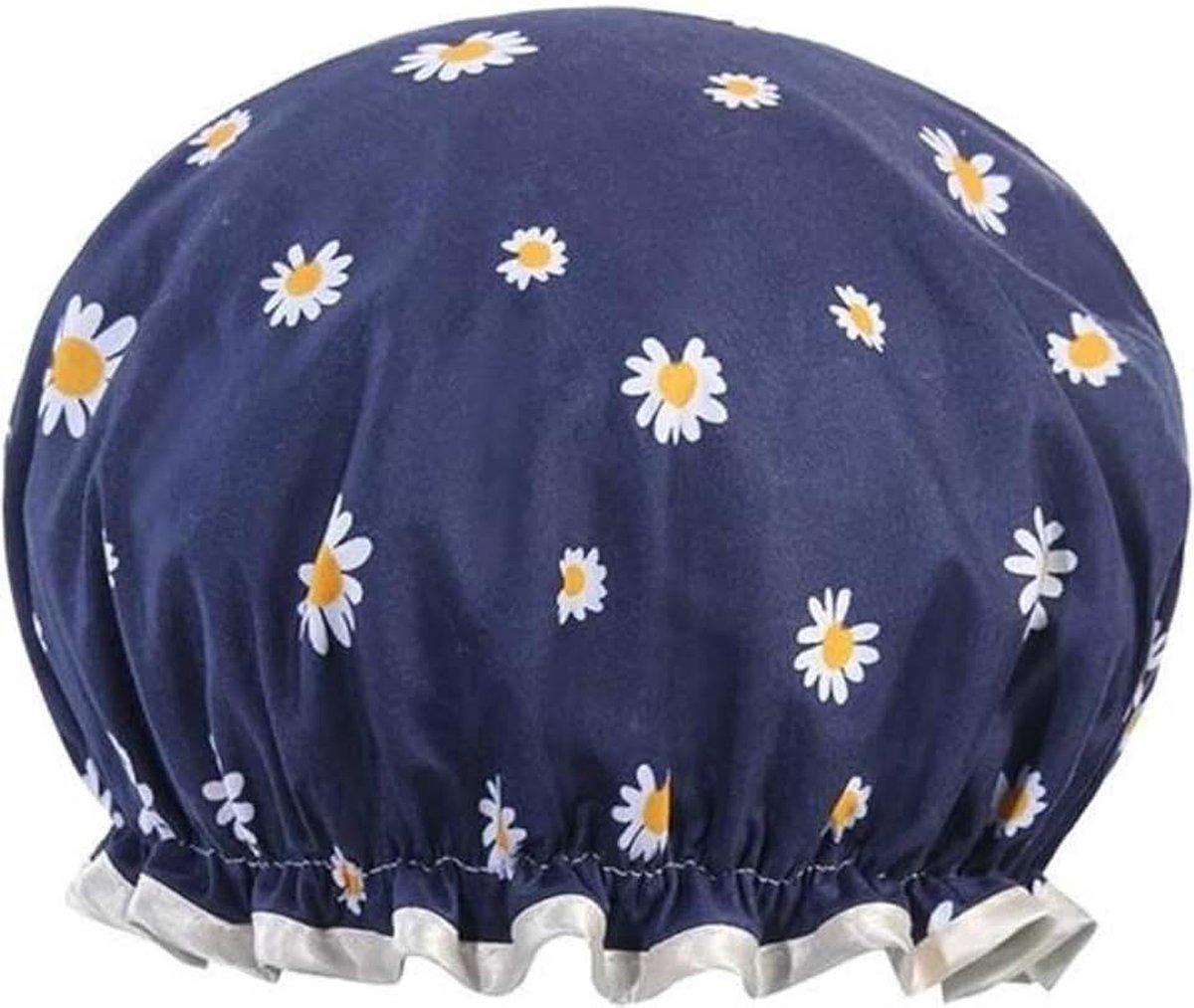 Douchemuts - Bloemetjes douchemuts - Donkerblauw - Douchekapje - Praktische douchemuts - Douche kapje - Douche cap - Douchecap - Douche muts - Shower cap - Madeliefjes