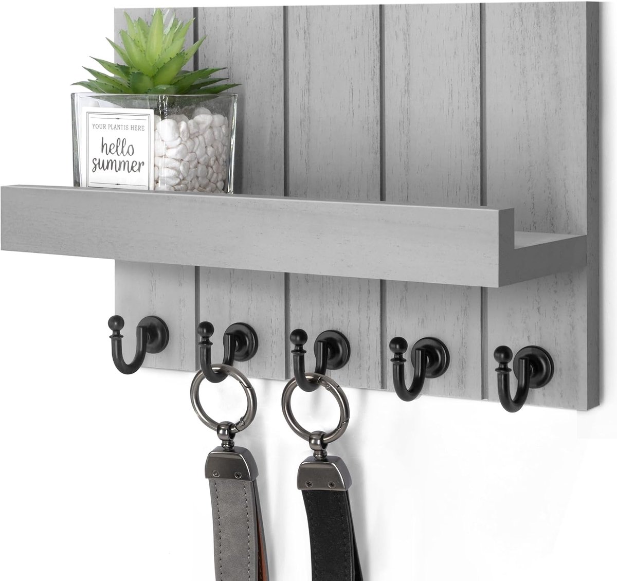 Vision Decoratieve sleutel en brievenhouder voor aan de muur - moderne sleutelhaken met plank en postorganizer, wandhouder voor Frmhouse House Decor - Stijlvolle benodigdheden voor appartementen