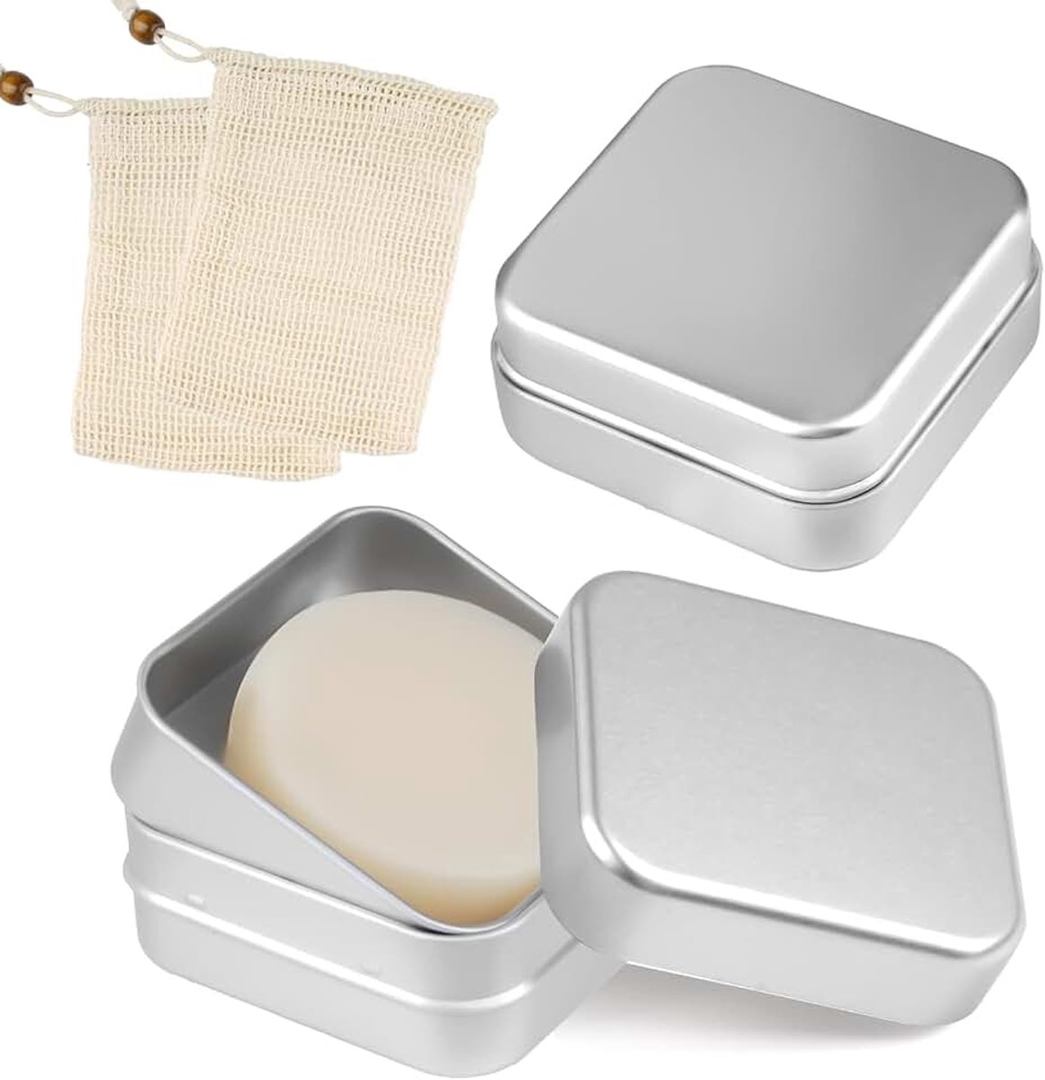 Set van 2 zeepdozen aluminium