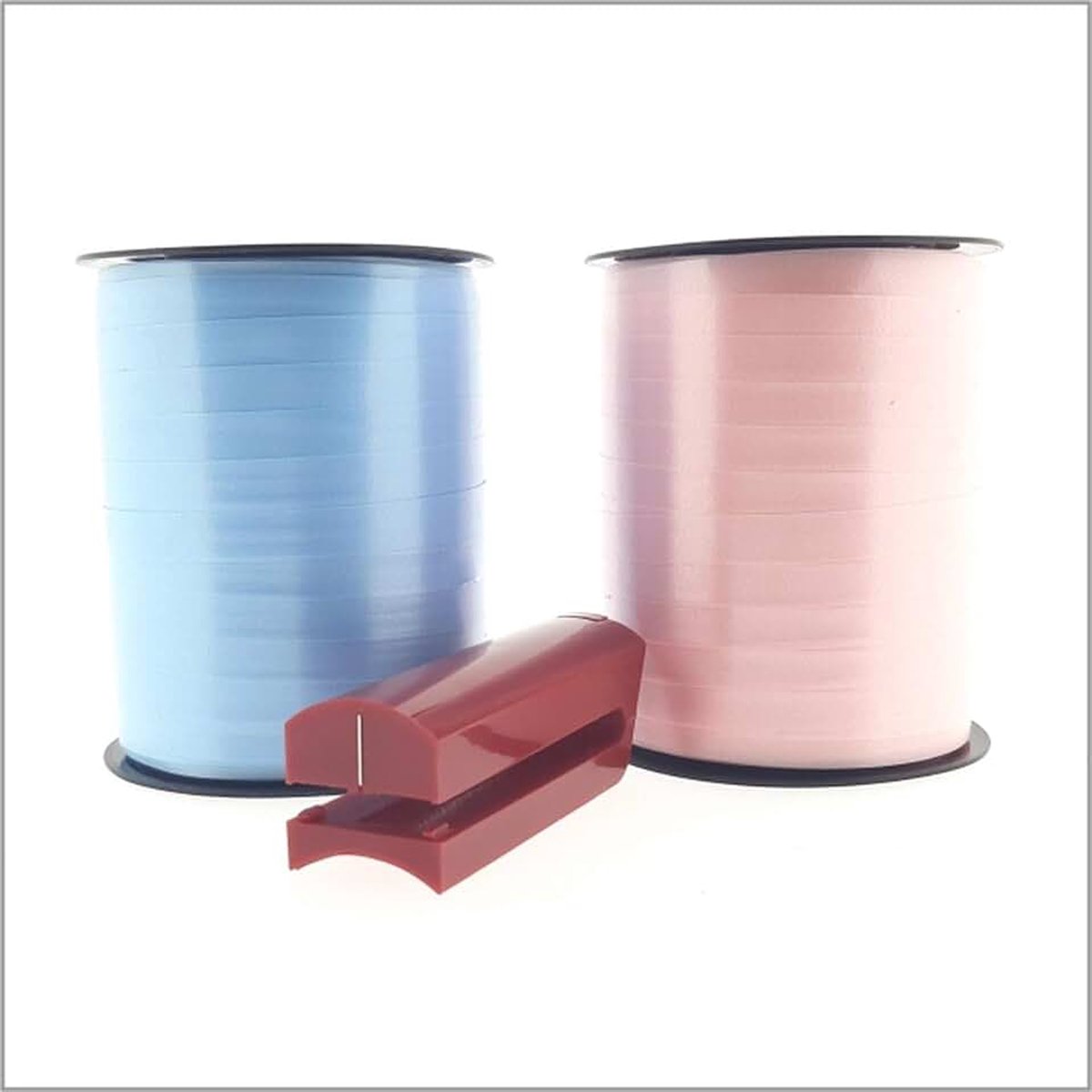 Krullint Set + Krullintsplitter - Blauw & Roze - Cadeaulint - Verpakkingslint - Breedte: 10 mm - Rollengte: 250 meter per rol - Gemakkelijk te Verwerken - Te Splitten - Dikke Kwaliteit - L