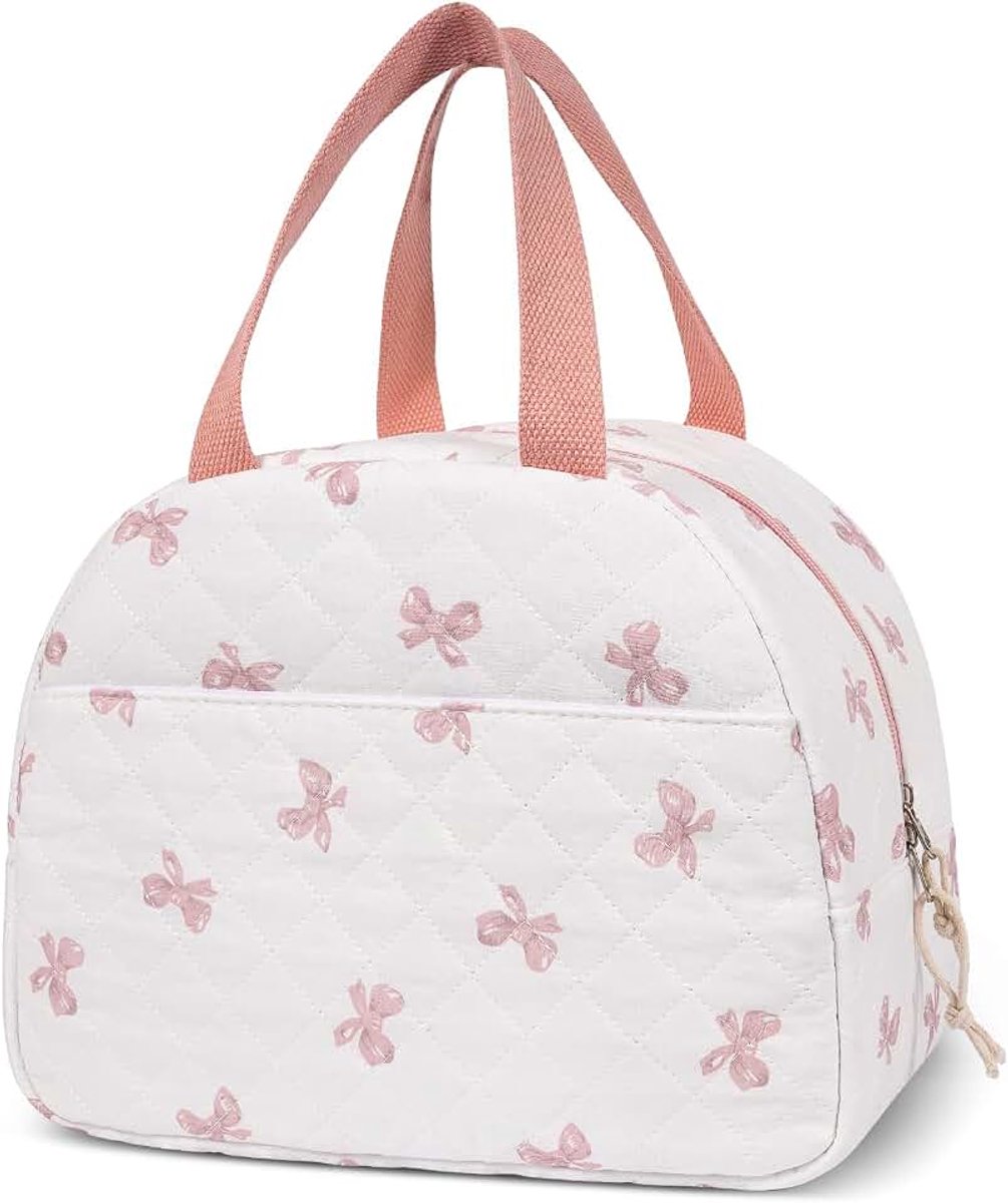 Lunchbox voor Dames, Schattige Gevoerde Lunchtas, Herbruikbare Geïsoleerde Lunchbox, Grote Koeltas met Vakjes voor Werk, Picknicks