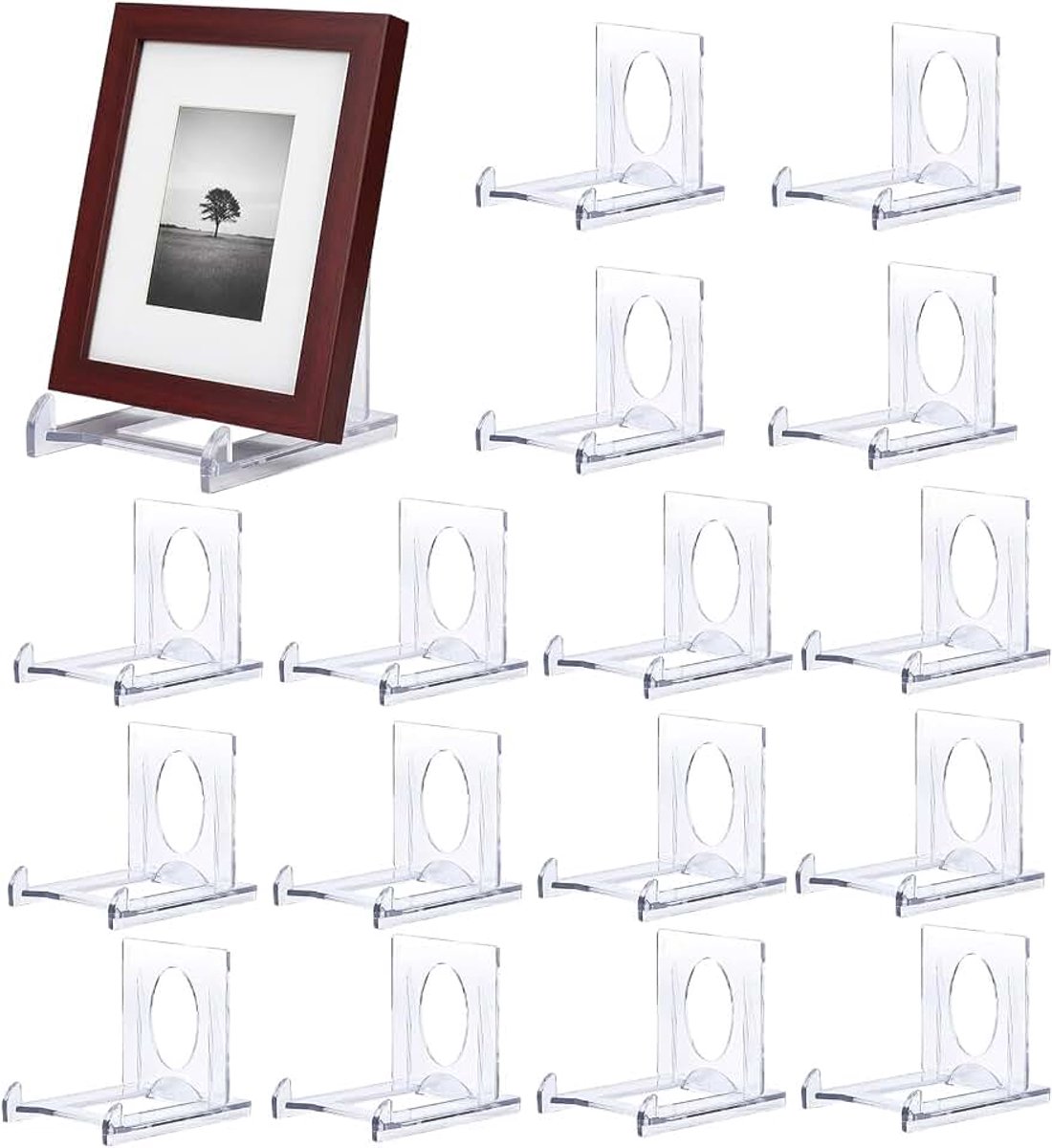 20 stuks acryl standaard kunststof bordenstandaard verstelbare kunststof decoratieve bordenhouder mini ezels decoratieve standaard voor elektronische productfoto display