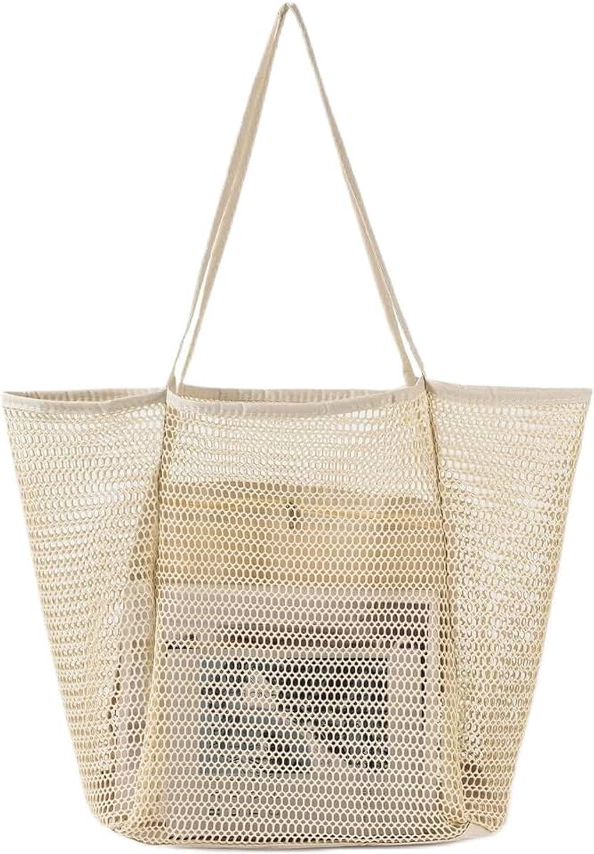 Strandtas voor dames, opvouwbare schoudertas met ritssluiting, boodschappentas voor shopper, reizen