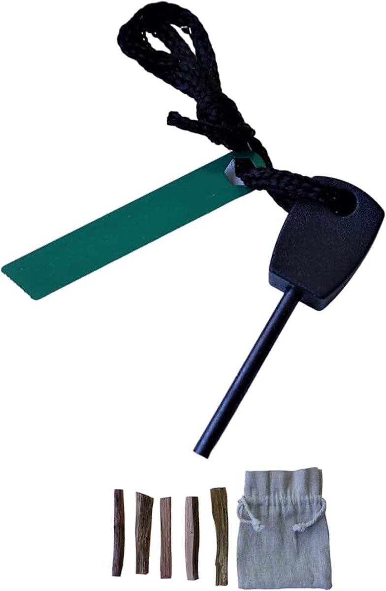 Fire Kid Vuurstarter met kienspan uit Duitsland, vuurstaal, geschikt als sleutelhanger, magnesium vuurstaal, extreem vuurstarter, vuurijzer voor camping of outdoor